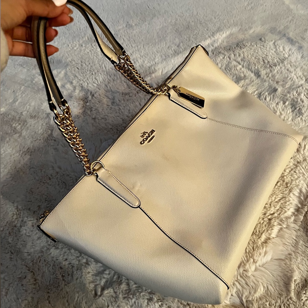 Coach Medium Size White Tote Handbag